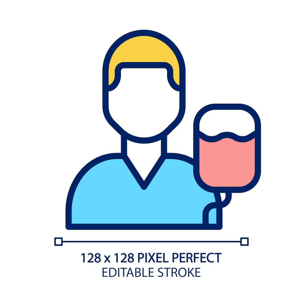 Intensive care pixel perfect RGB color icon. Emergency. Blood transfusion. Urgent help. Paramedic service. Health care. Isolated vector illustration. Simple filled line drawing. Editable stroke