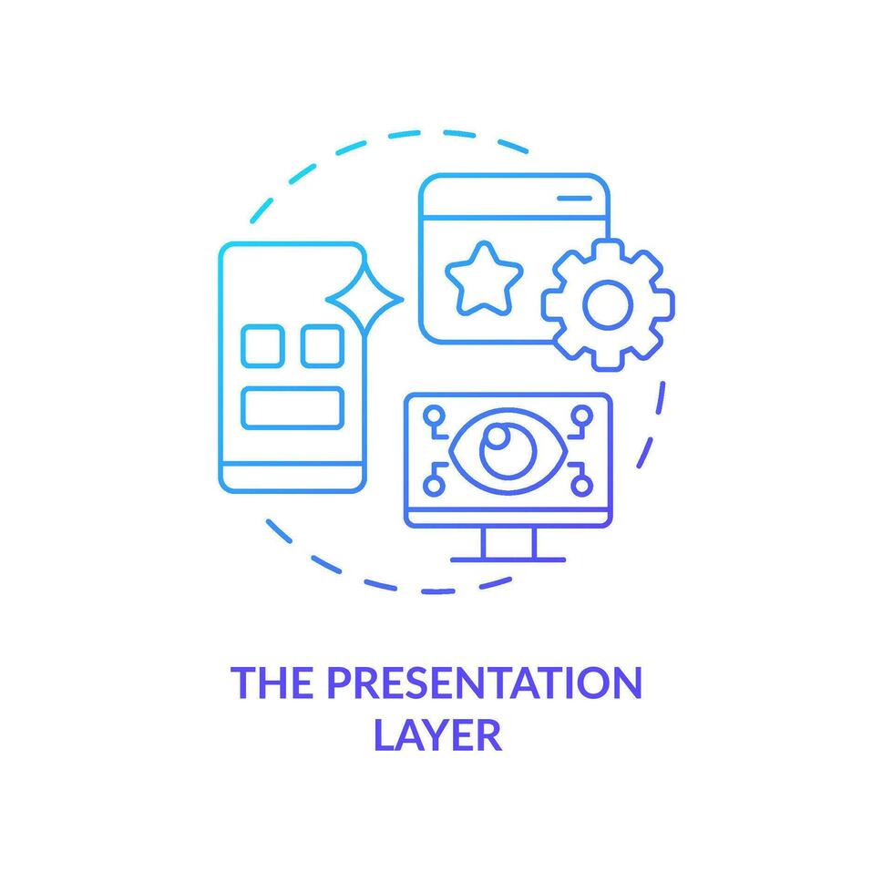 Presentation layer blue gradient concept icon. Web applications. Remote monitoring. Business online presence abstract idea thin line illustration. Isolated outline drawing vector
