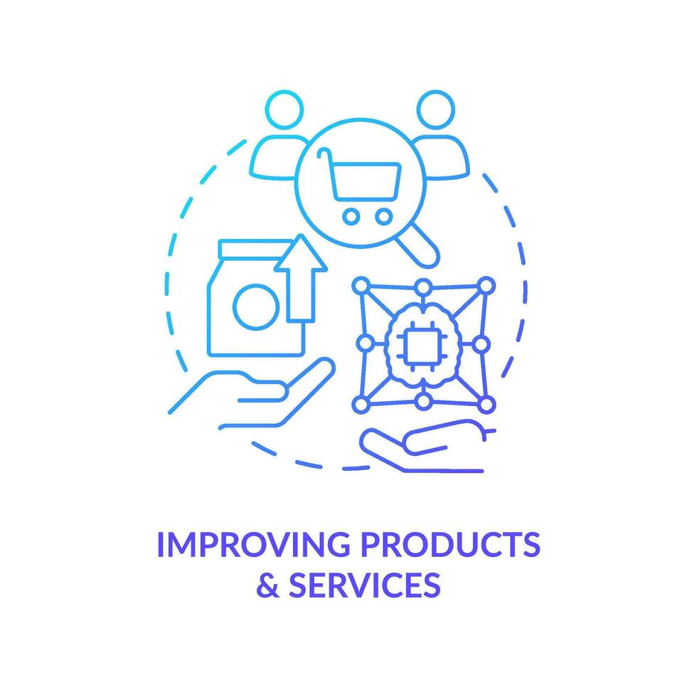 Improve products and services blue gradient concept icon. IoT business transformation benefits abstract idea thin line illustration. Isolated outline drawing vector