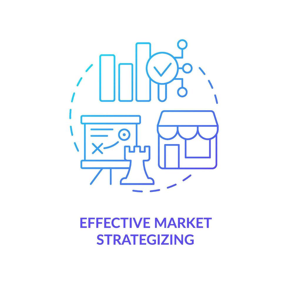 Productive market strategizing blue gradient concept icon. Improve business strategy. Development abstract idea thin line illustration. Isolated outline drawing vector
