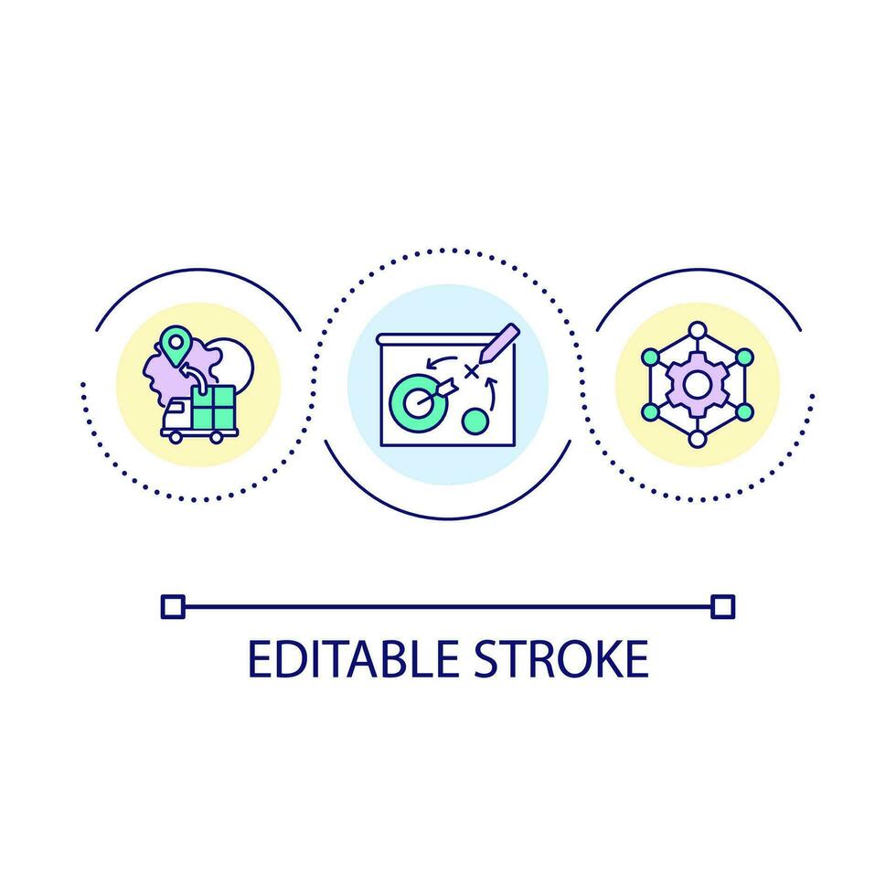 Logistics in medical industry loop concept icon. Healthcare supply chains. Pharma distribution abstract idea thin line illustration. Isolated outline drawing. Editable stroke vector