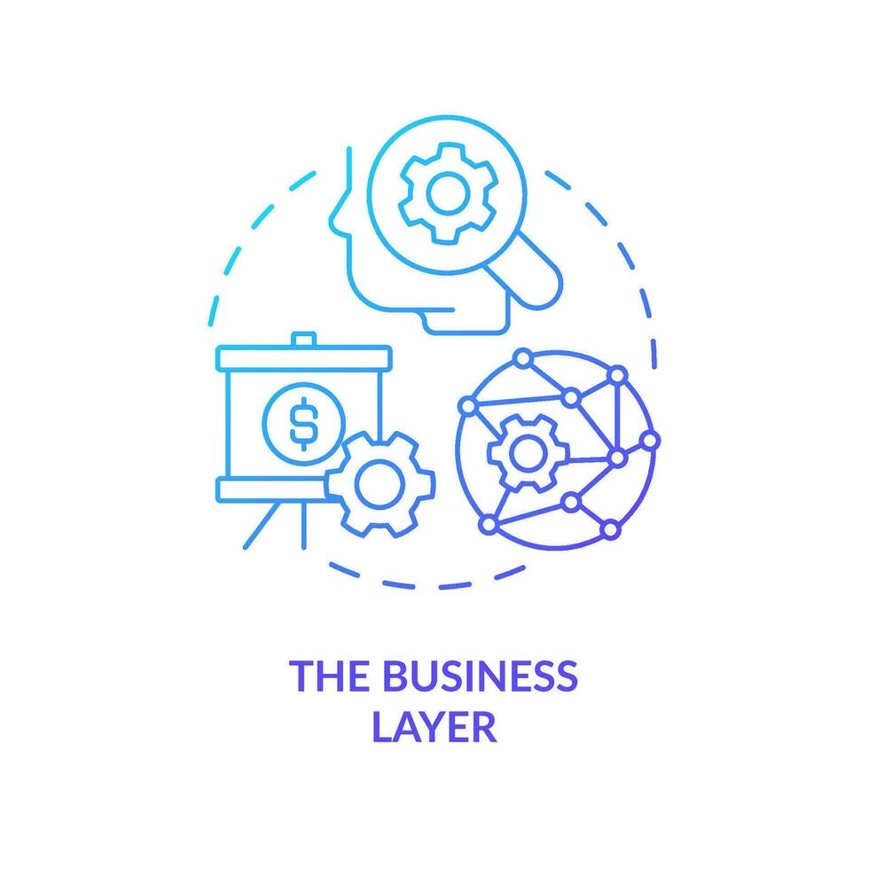 Business digital transformation blue gradient concept icon. IoT technology. Systems integration abstract idea thin line illustration. Isolated outline drawing vector
