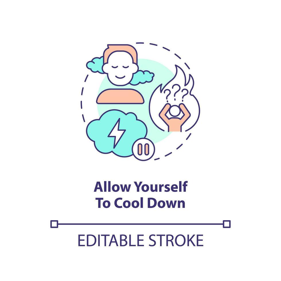 Allow yourself to cool down concept icon. Resolve conflicts with teen abstract idea thin line illustration. Isolated outline drawing. Editable stroke vector