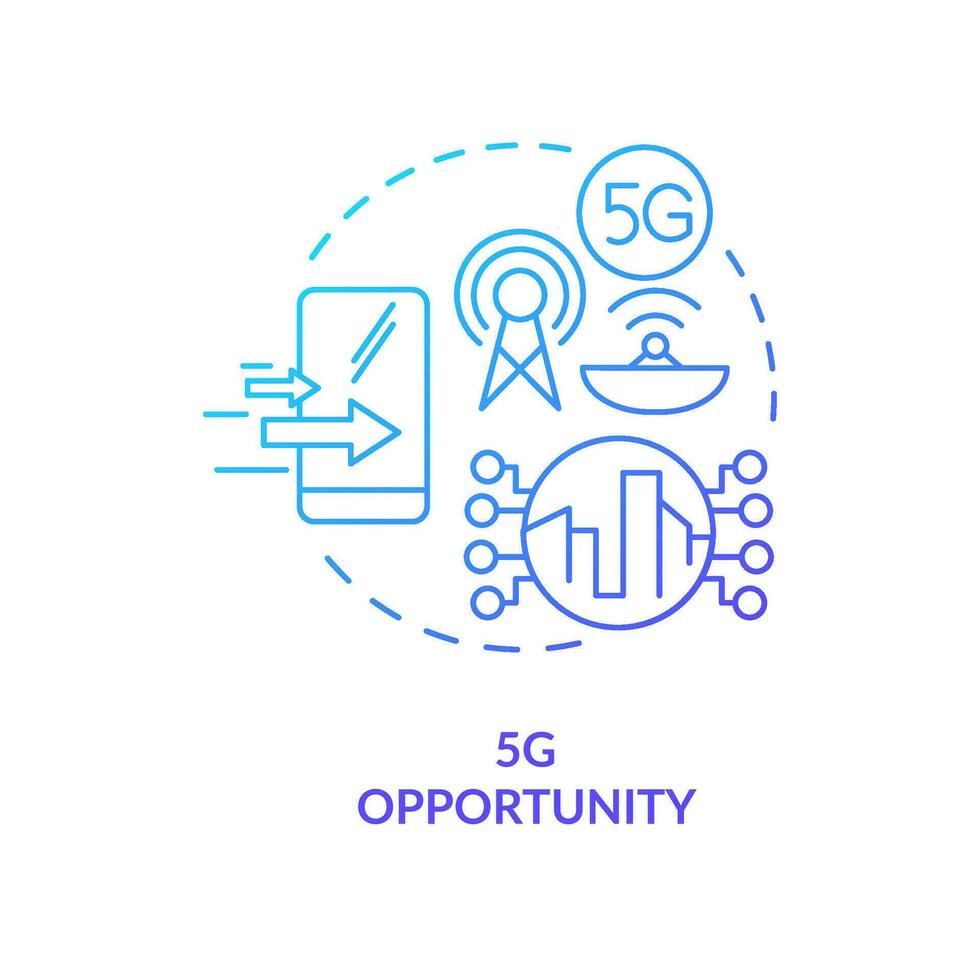 Fifth generation opportunity blue gradient concept icon. IoT technology. Improve internet connection speed abstract idea thin line illustration. Isolated outline drawing vector