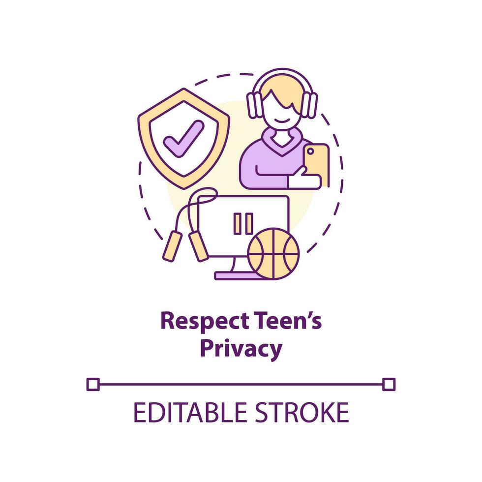 Respect teen privacy concept icon. Trust child. Promoting self esteem in adolescent abstract idea thin line illustration. Isolated outline drawing. Editable stroke vector