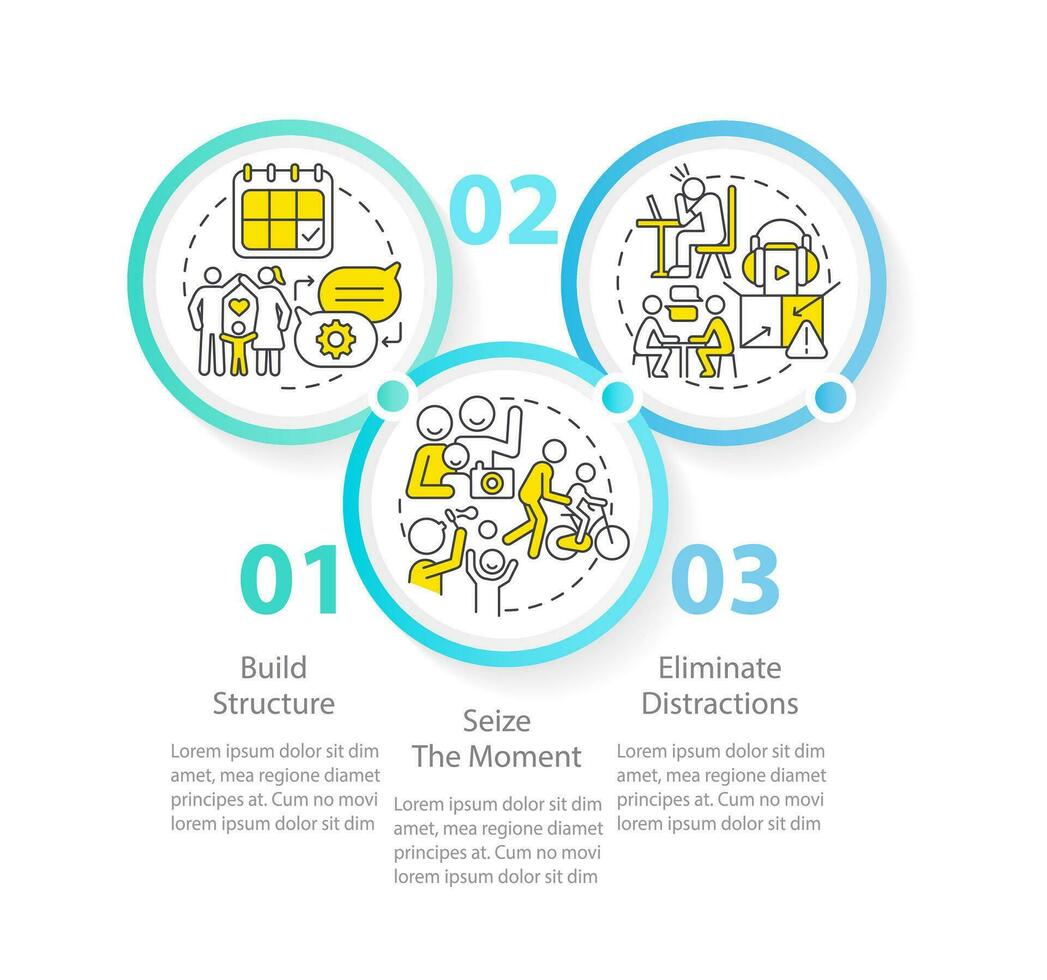 Opportunities for communication with teens circle infographic template. Data visualization with 3 steps. Editable timeline info chart. Workflow layout with line icons vector