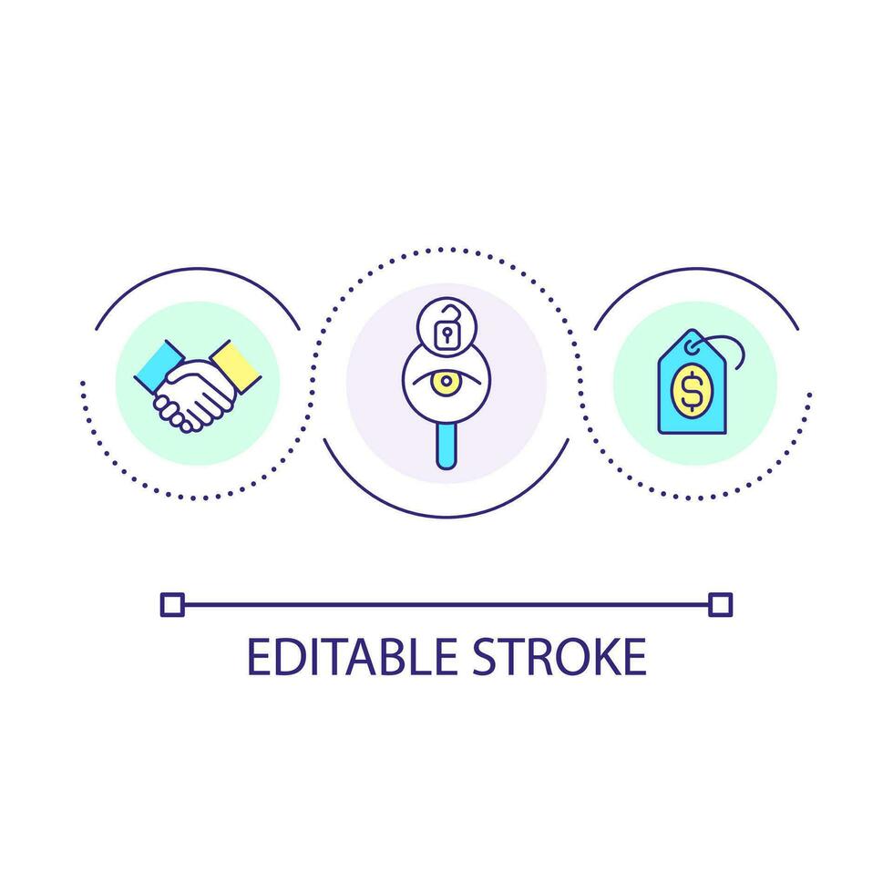 Patient protection from unexpected high medical cost loop concept icon. Healthcare services control abstract idea thin line illustration. Isolated outline drawing. Editable stroke vector
