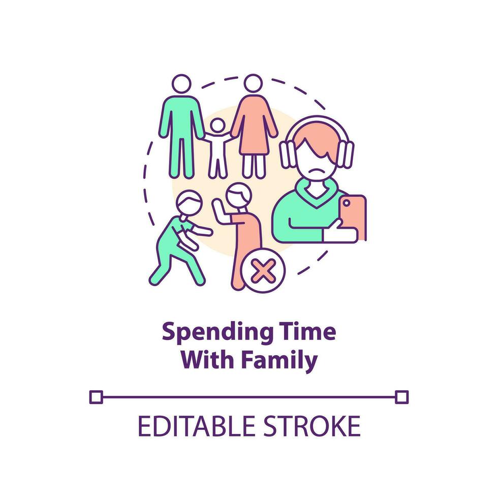 Spending time with family concept icon. Relationship. Parent teen conflict area abstract idea thin line illustration. Isolated outline drawing. Editable stroke vector