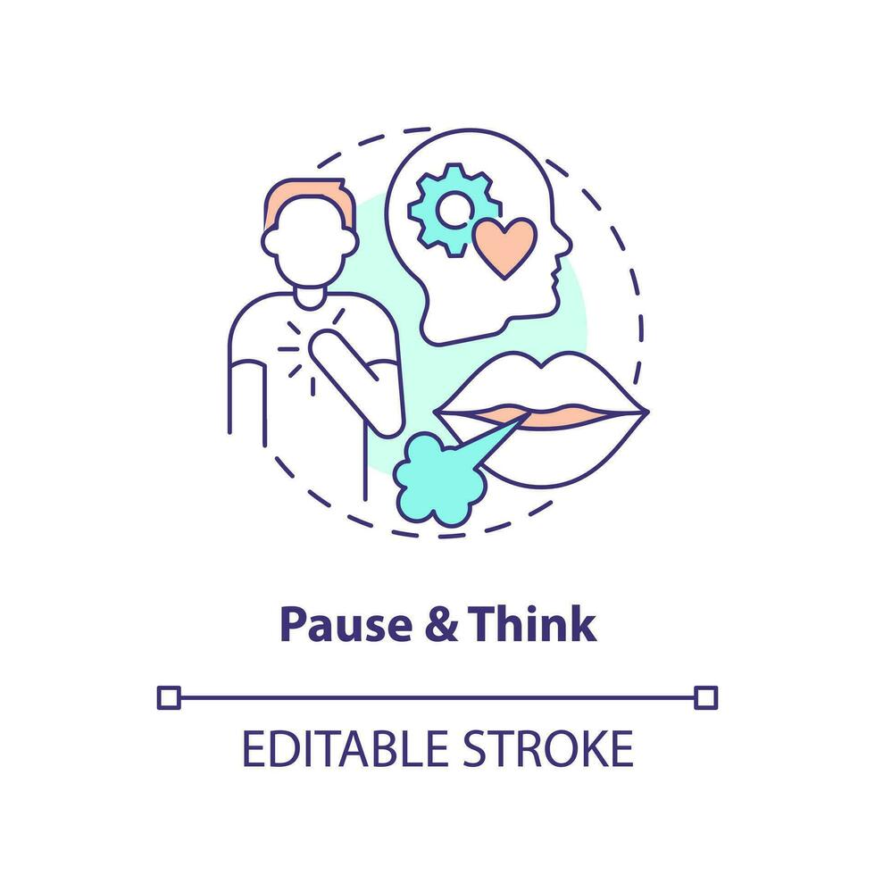 Pause and think concept icon. Take break. Resolve conflicts with teen abstract idea thin line illustration. Isolated outline drawing. Editable stroke vector