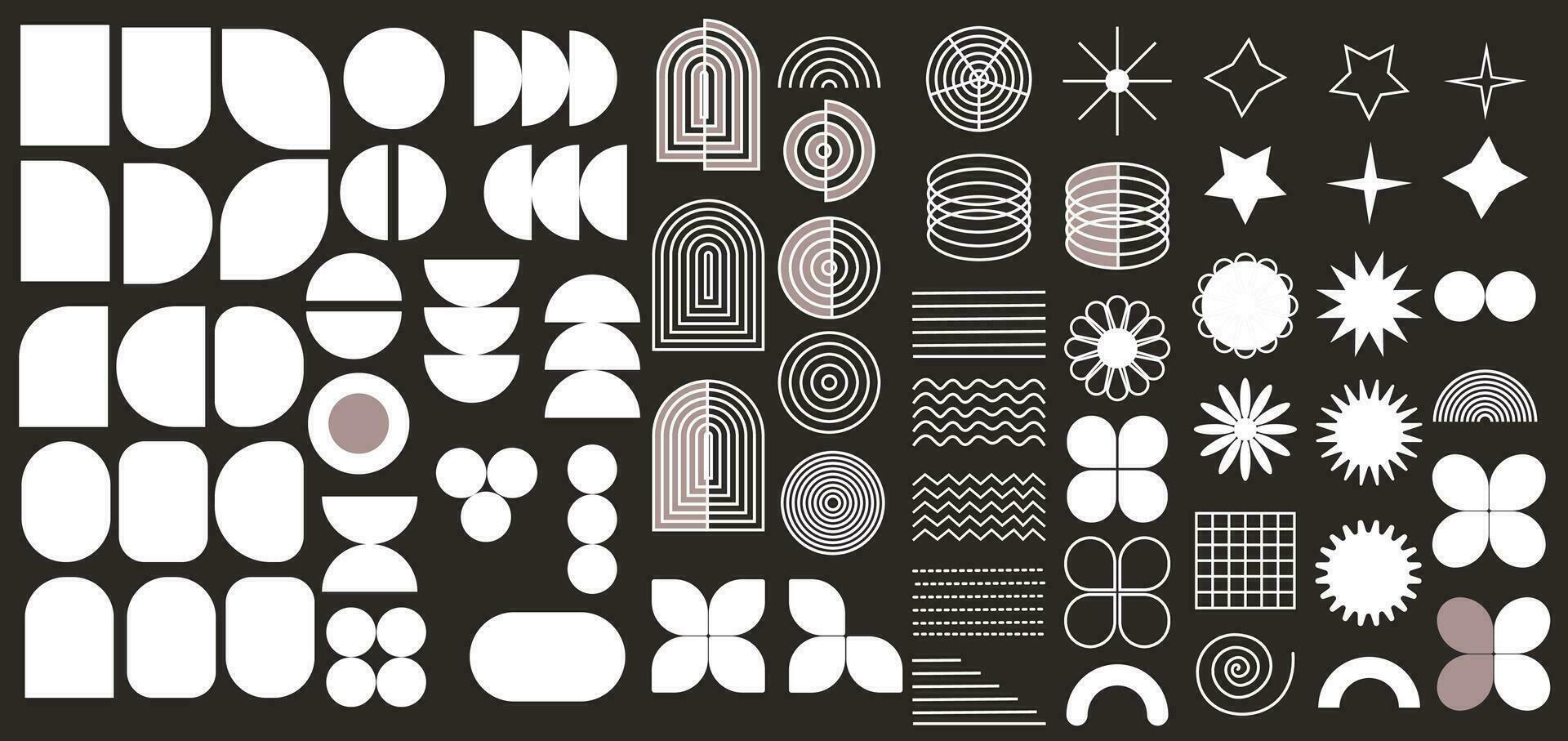 Brutalist abstract geometric shapes vector
