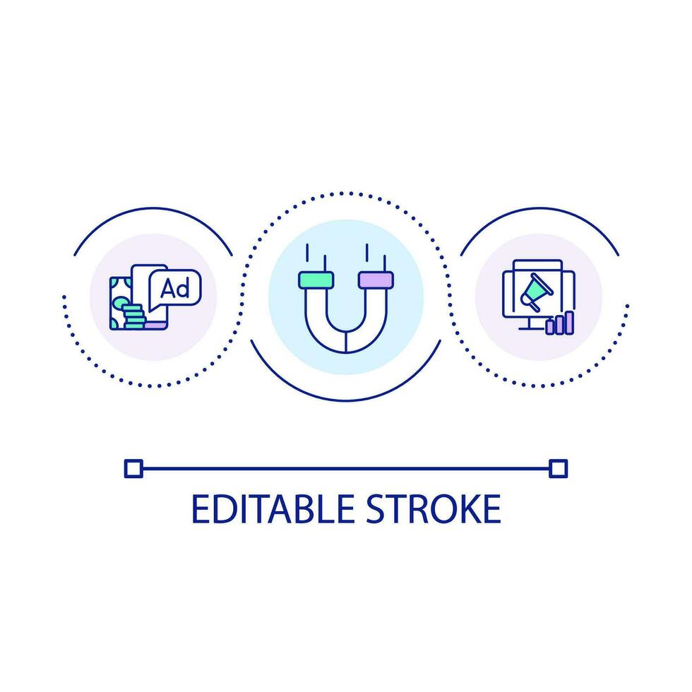 Medical advertising loop concept icon. Clinic business development. Healthcare digital promotion abstract idea thin line illustration. Isolated outline drawing. Editable stroke vector