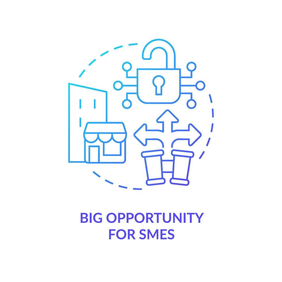 Big opportunity for smes blue gradient concept icon. Effective business building. Expand profits abstract idea thin line illustration. Isolated outline drawing vector