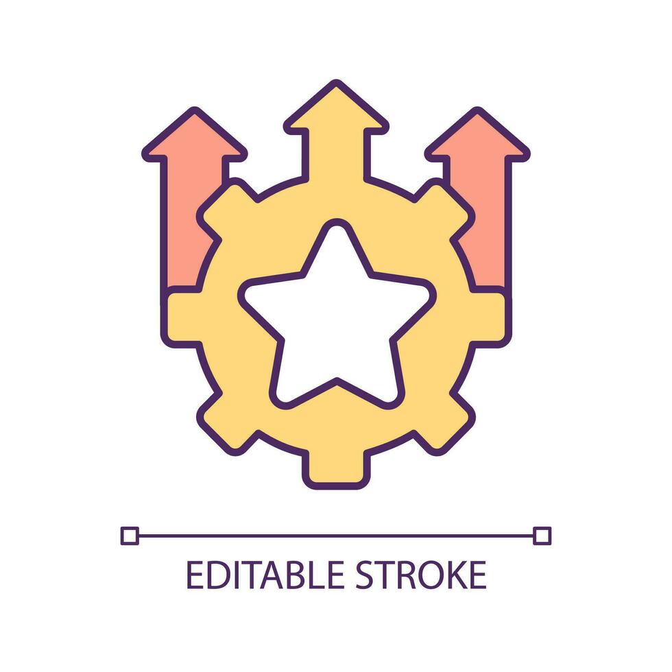 Improve profitability RGB color icon. Development growth. Business strategy upgrading. Optimization. Isolated vector illustration. Simple filled line drawing. Editable stroke