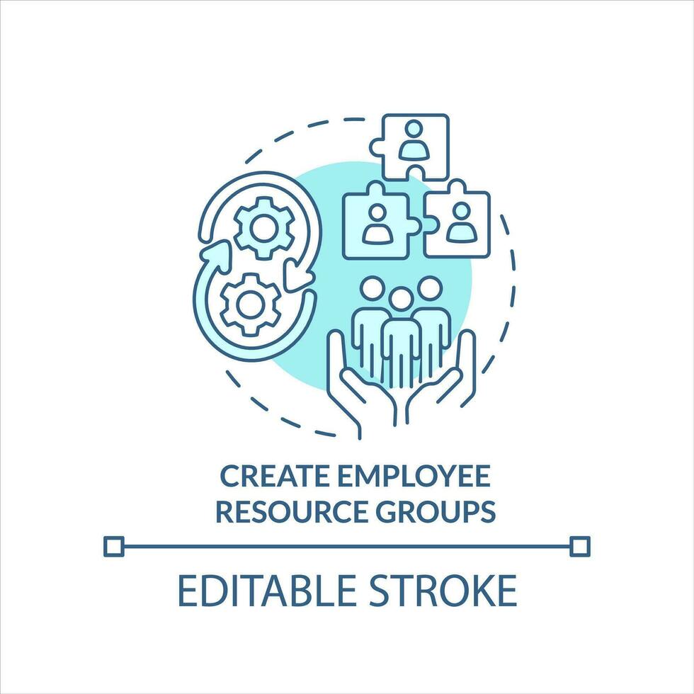 Create employee resource groups turquoise concept icon. Workers communities abstract idea thin line illustration. Isolated outline drawing. Editable stroke vector