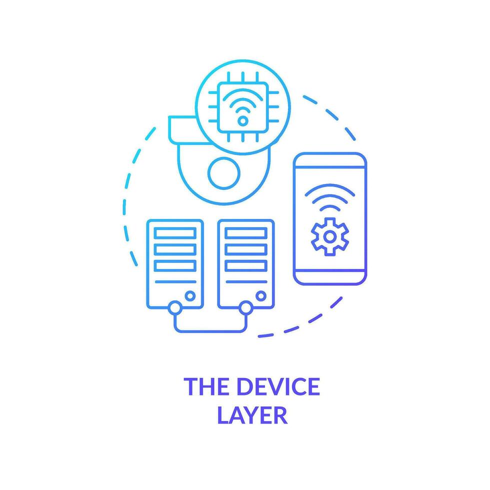 Device layer blue gradient concept icon. IoT technology. Wireless networking. Digital application abstract idea thin line illustration. Isolated outline drawing vector