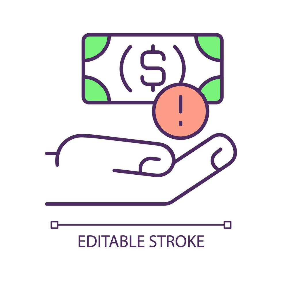 Financial problem RGB color icon. Low income. Earn money challenges. Business profits issue. Isolated vector illustration. Simple filled line drawing. Editable stroke