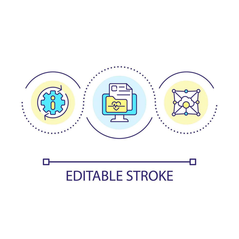 Digital patient data loop concept icon. Medicine software. Healthcare data. Electronic medical record abstract idea thin line illustration. Isolated outline drawing. Editable stroke vector