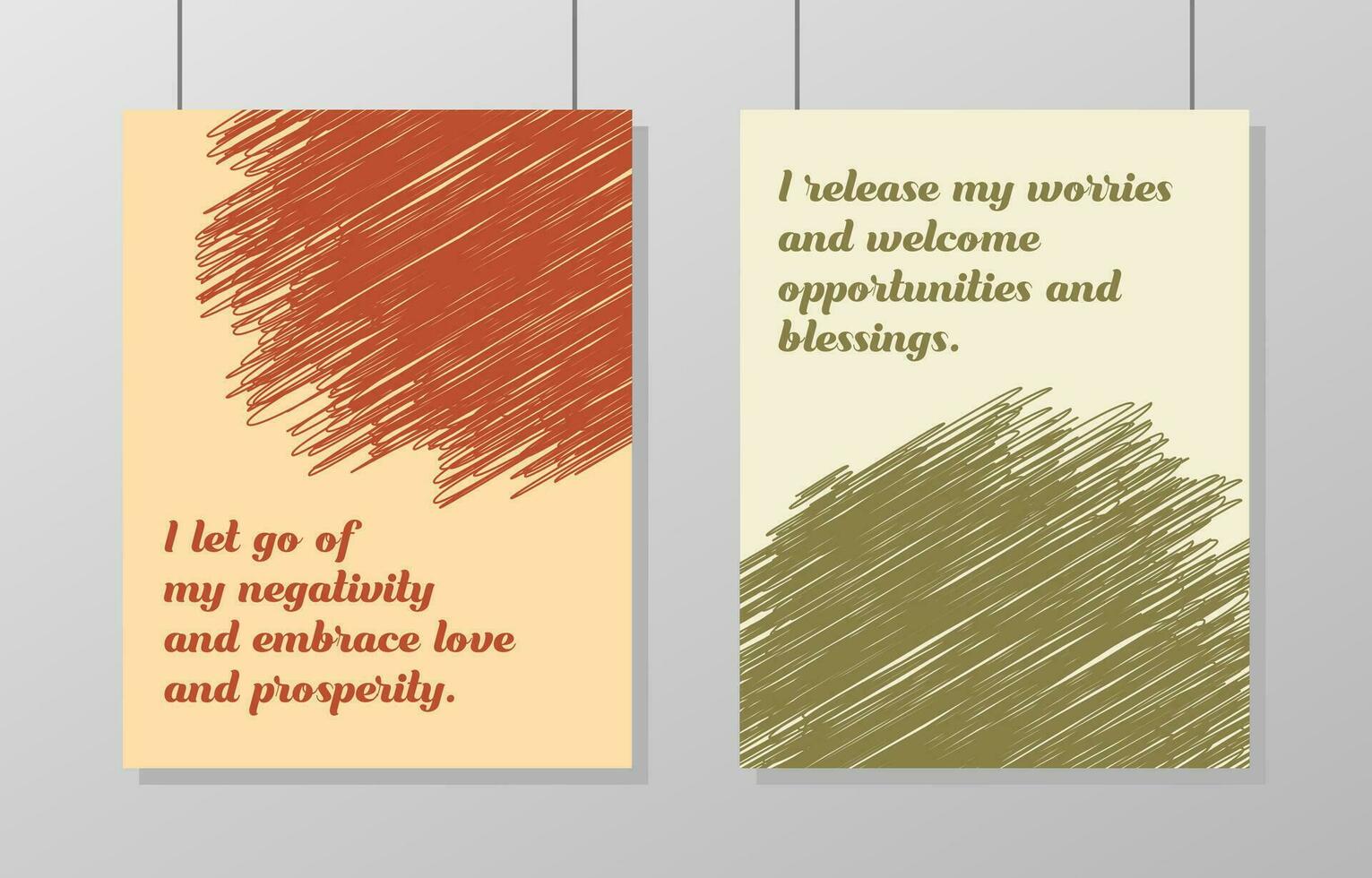 wall decoration with words of affirmation and abstract scribble element vector