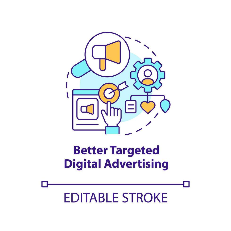 Better targeted digital advertising concept icon. Market segmentation benefit abstract idea thin line illustration. Isolated outline drawing. Editable stroke vector