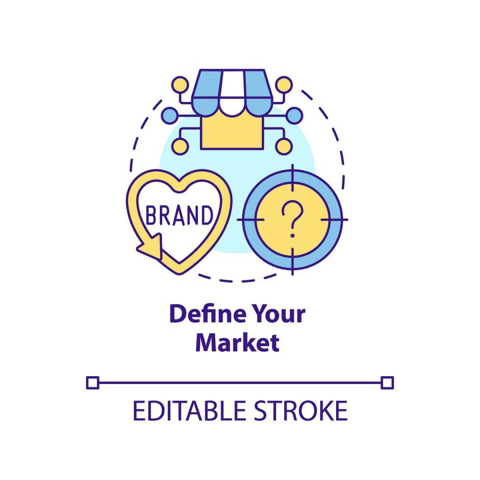 Define your market concept icon. Target audience. Get started with segmentation abstract idea thin line illustration. Isolated outline drawing. Editable stroke vector