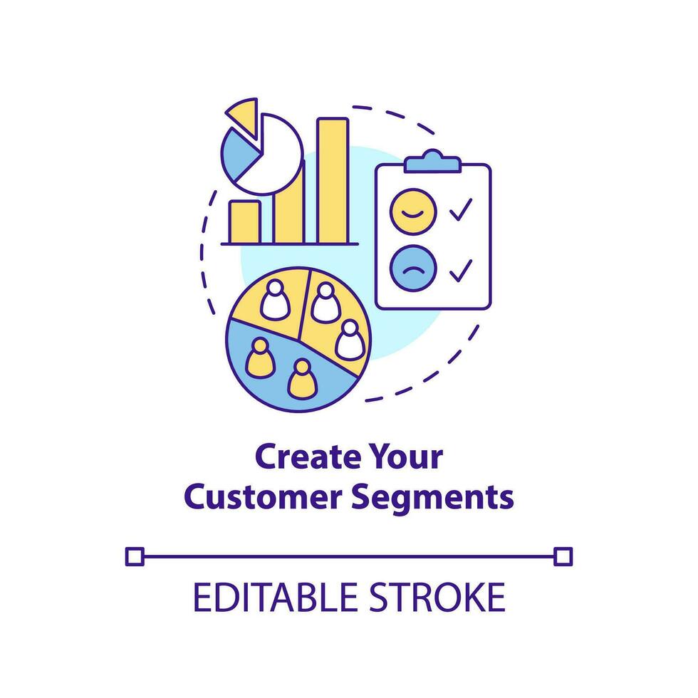 Create your customer segments concept icon. Get started with segmentation abstract idea thin line illustration. Isolated outline drawing. Editable stroke vector