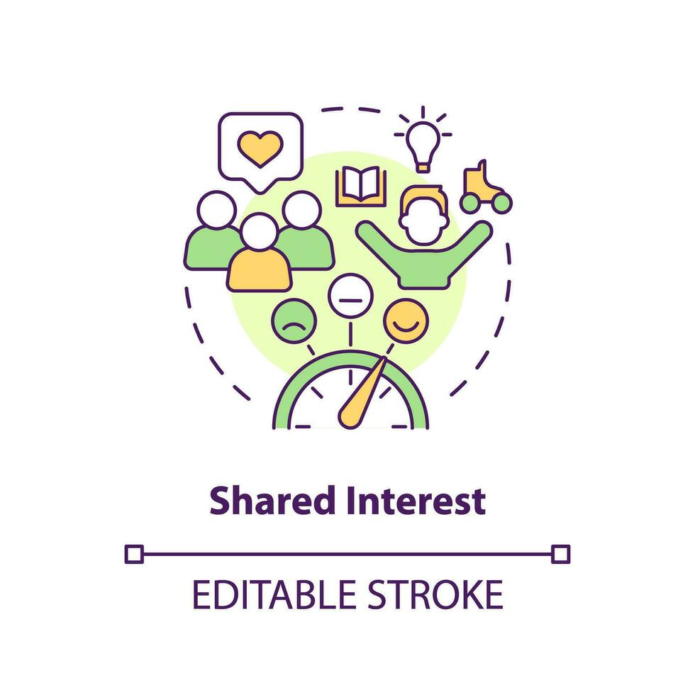 Shared interests concept icon. Common ground. Small community. People connection. Interpersonal relationship abstract idea thin line illustration. Isolated outline drawing. Editable stroke vector