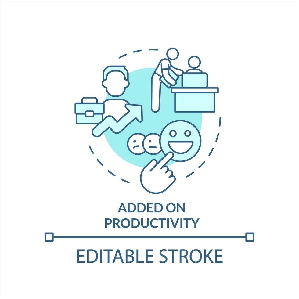 Boost productivity turquoise concept icon. Encourage employees. Motivation abstract idea thin line illustration. Isolated outline drawing. Editable stroke vector