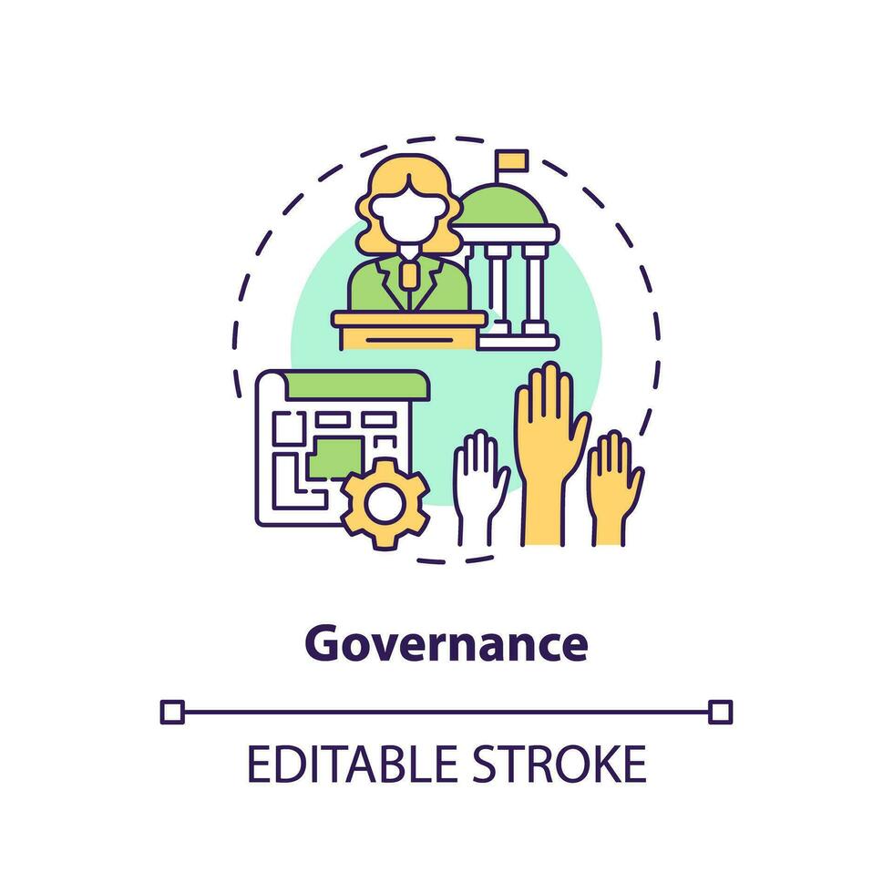 Governance concept icon. Governing body. Community board. Homeowner association. Decision making. Community building abstract idea thin line illustration. Isolated outline drawing. Editable stroke vector