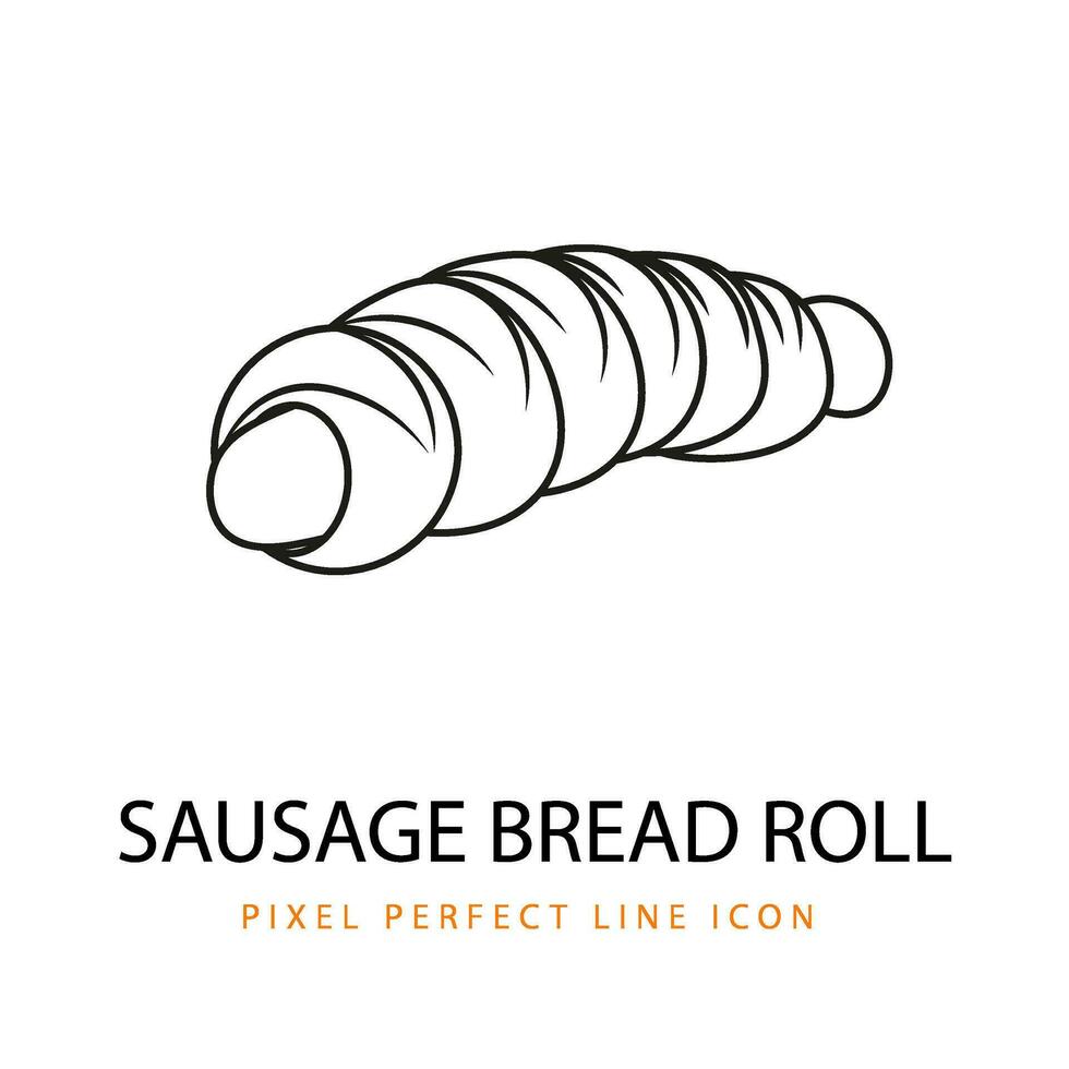 Rolled Pastry with Sausage Vector Line Art PNG SVG Icon Illustration Coloring Page