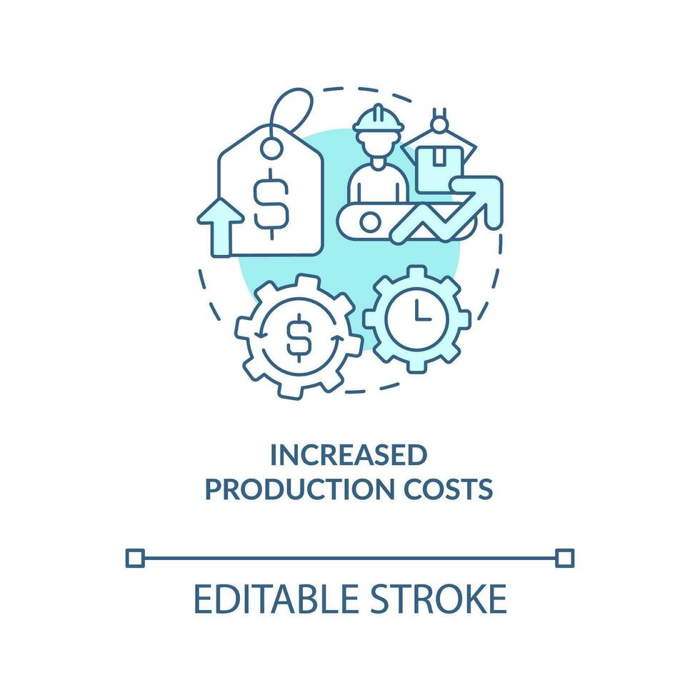 Increased production costs blue concept icon. Common reason for price
