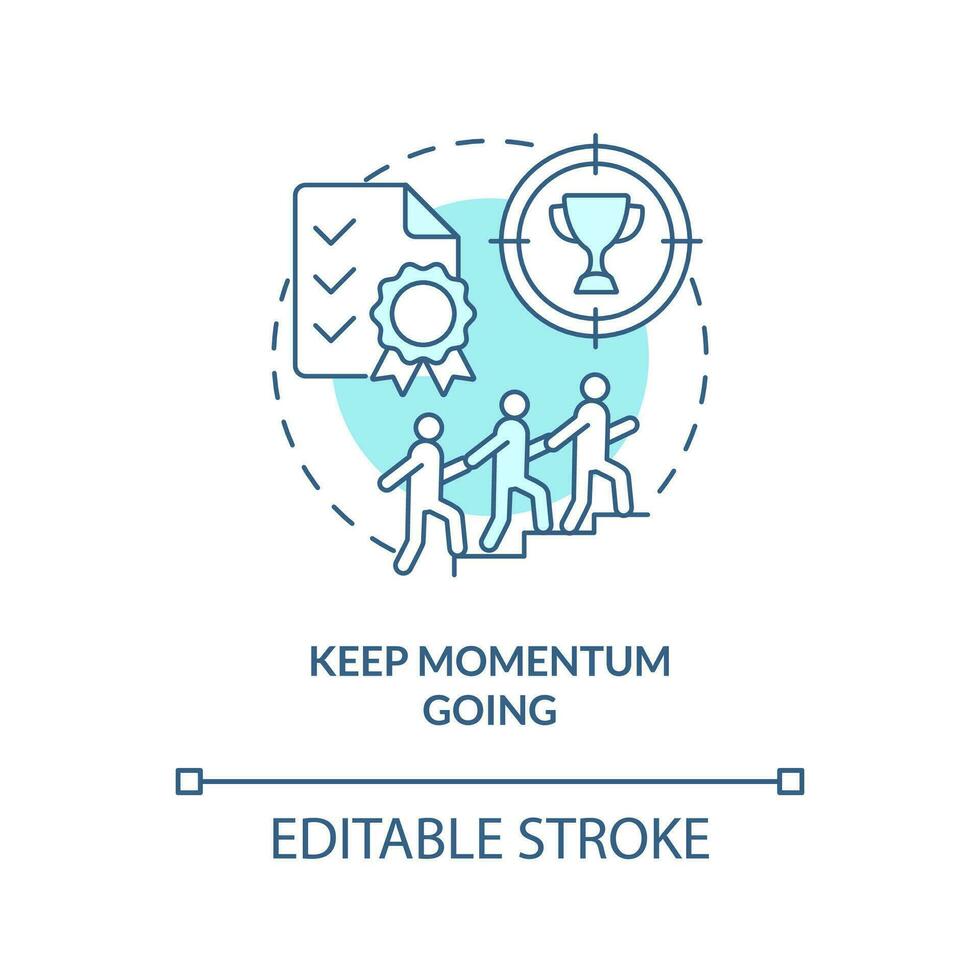Keep momentum going turquoise concept icon. Stage of successful merger abstract idea thin line illustration. Isolated outline drawing. Editable stroke vector