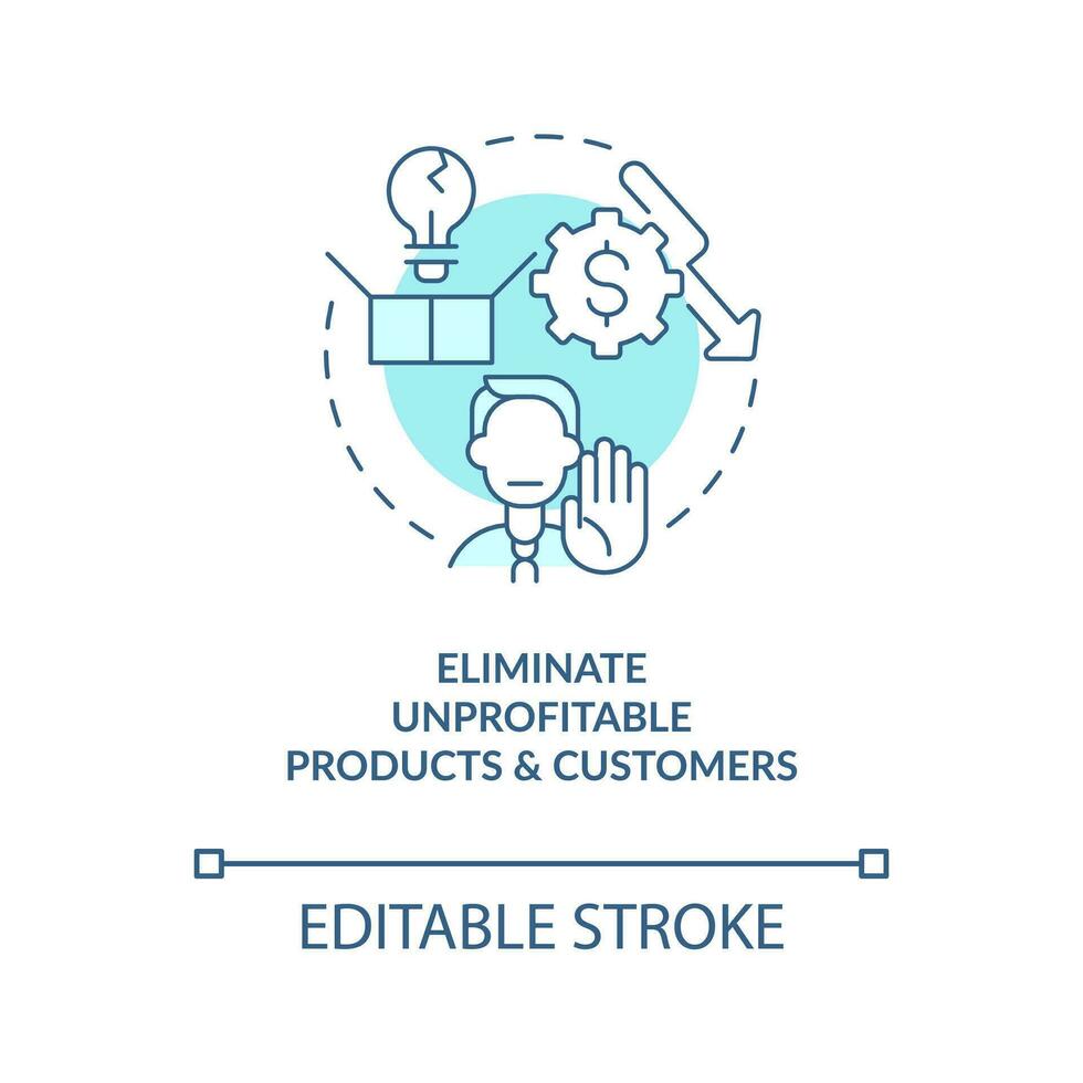 Eliminate unprofitable products and customers blue concept icon. Raising prices abstract idea thin line illustration. Isolated outline drawing. Editable stroke vector