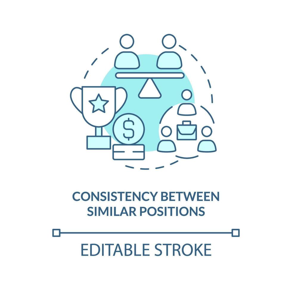 Consistency between similar positions turquoise concept icon. Manage business merger abstract idea thin line illustration. Isolated outline drawing. Editable stroke vector