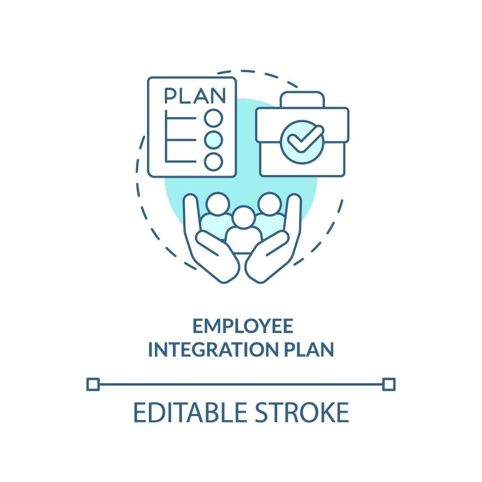 Employee integration plan turquoise concept icon. Prevent mass resignation abstract idea thin line illustration. Isolated outline drawing. Editable stroke vector