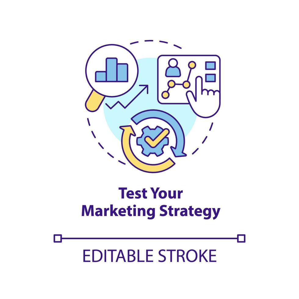 Test your marketing strategy concept icon. Get started with segmentation abstract idea thin line illustration. Isolated outline drawing. Editable stroke vector