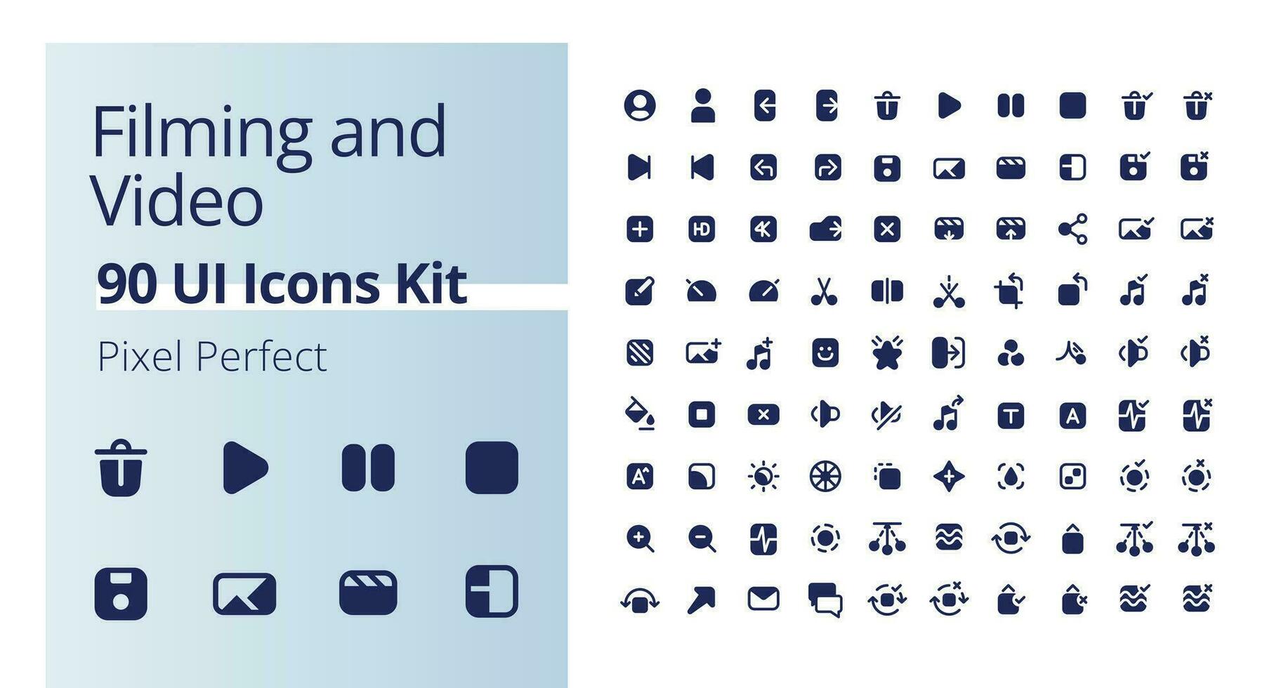 Video production black pixel perfect solid ui icons pack. Filmmaking software. Footage settings. Silhouette symbols on white space. Glyph pictograms set for web, mobile. Isolated vector images