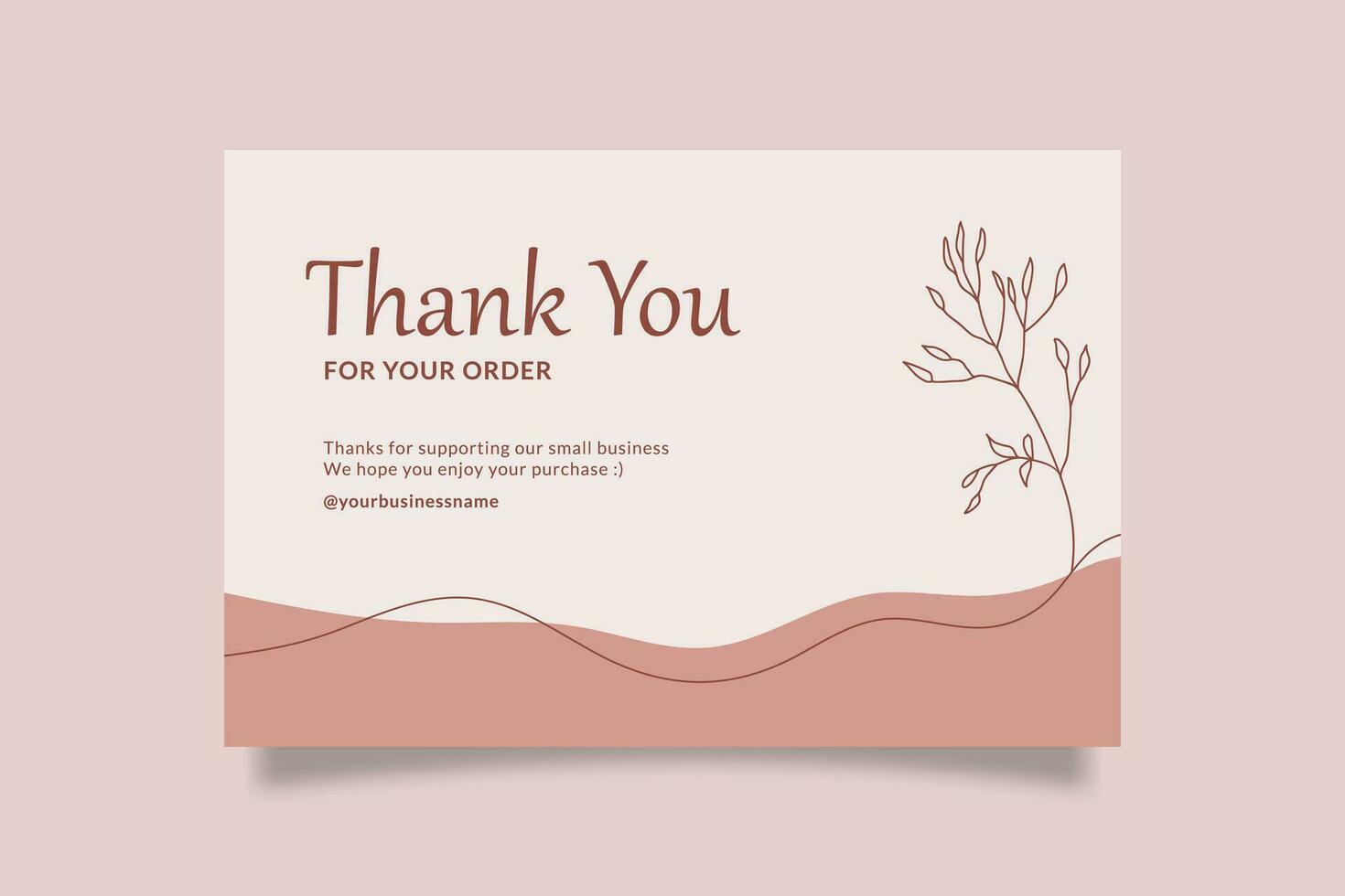 Printable Pink Thank You Card for Small Business with Organic and Botanical Object vector