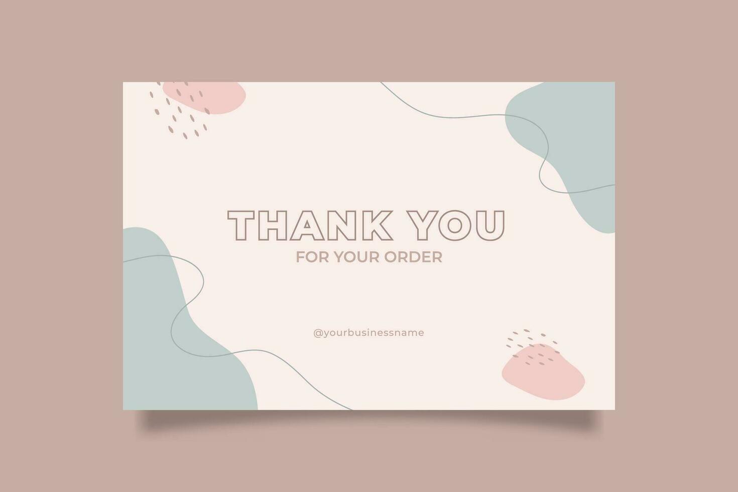 Printable Pink Blue Pastel Thank You Card for Online Small Business, Decorated with Blob and Stroke Object vector