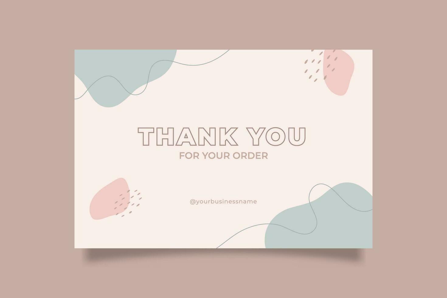 Printable Pink Blue Pastel Thank You Card for Online Small Business, Decorated with Blob and Stroke Object vector