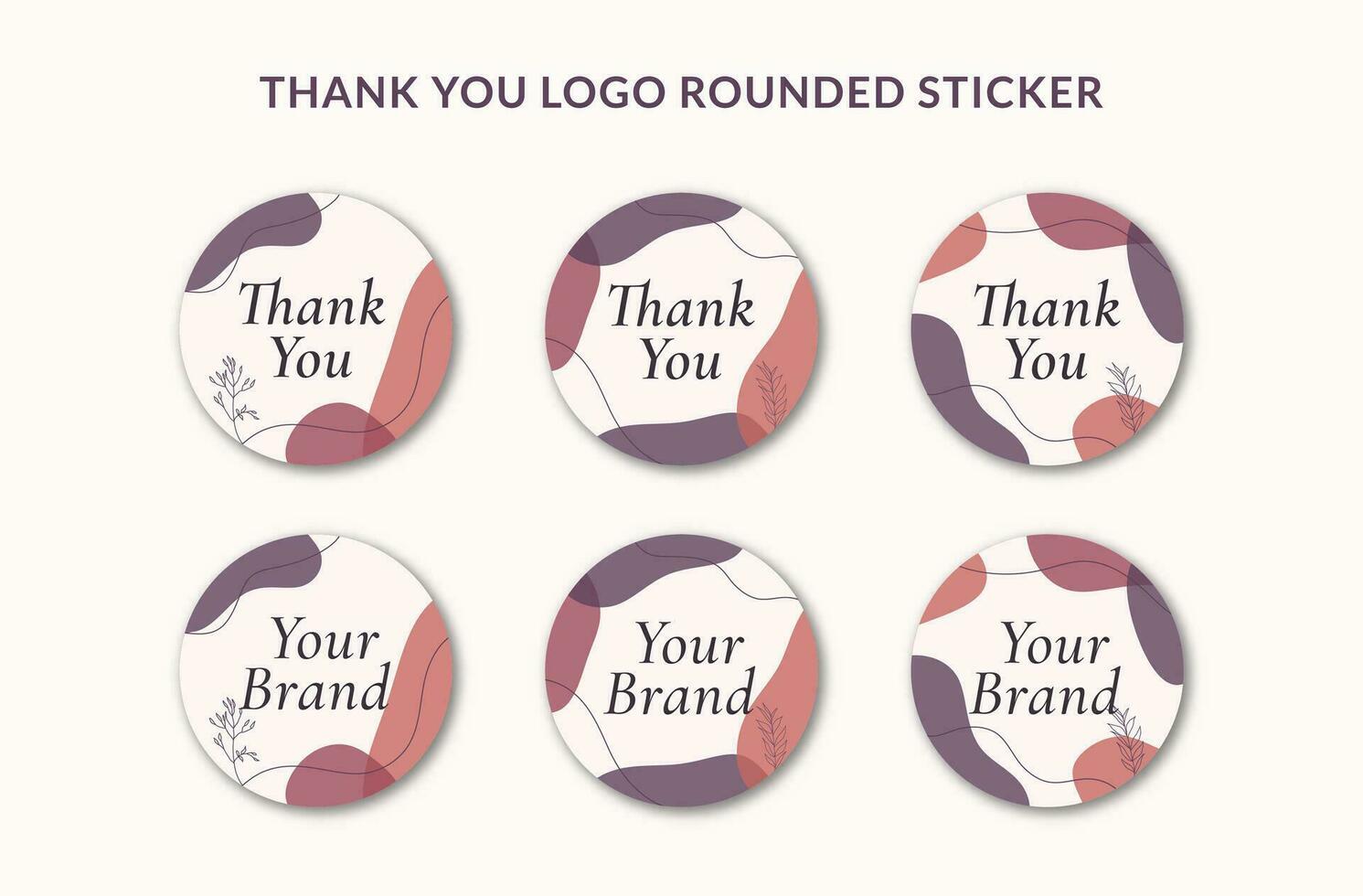 Printable Thank You Rounded Badge Sticker and Branding Logo Sticker Decorated with Organic Blob and Botanical Object. Suitable for Small Online Business Fashion, Beauty, Cosmetic, Women Brand, etc vector