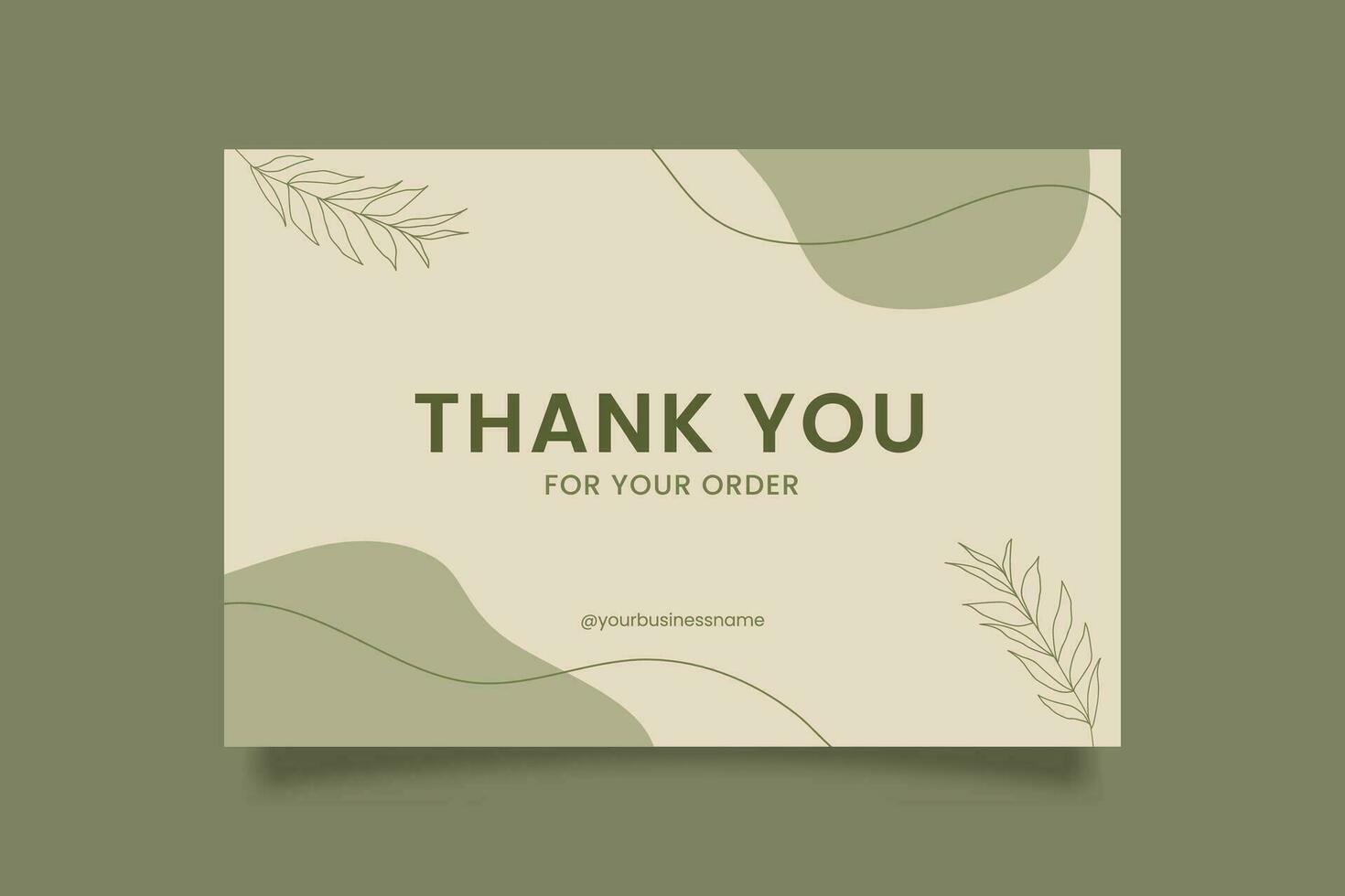 Printable Green Thank You Card Small Business for Online Small Business Decorated with Botanical and Organic Object vector