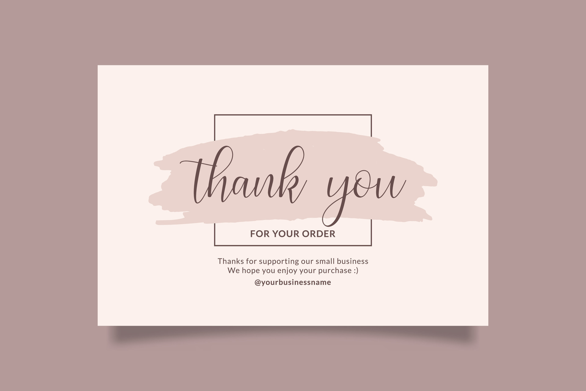 Editable Botanical Thank You Card For Small Online Business with Pink