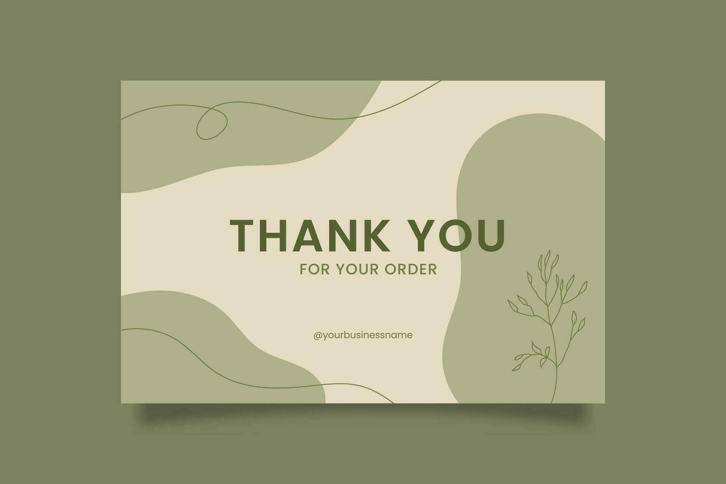Printable Green Thank You Card Small Business for Online Small Business Decorated with Botanical and Organic Object vector