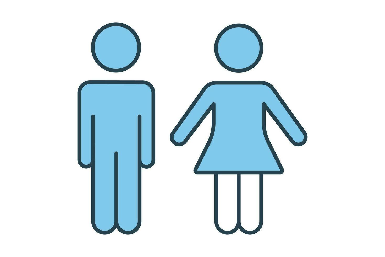 hombre y mujer icono. icono relacionado a firmar baño, vendaje habitación, baño. plano línea icono estilo diseño. sencillo vector diseño editable