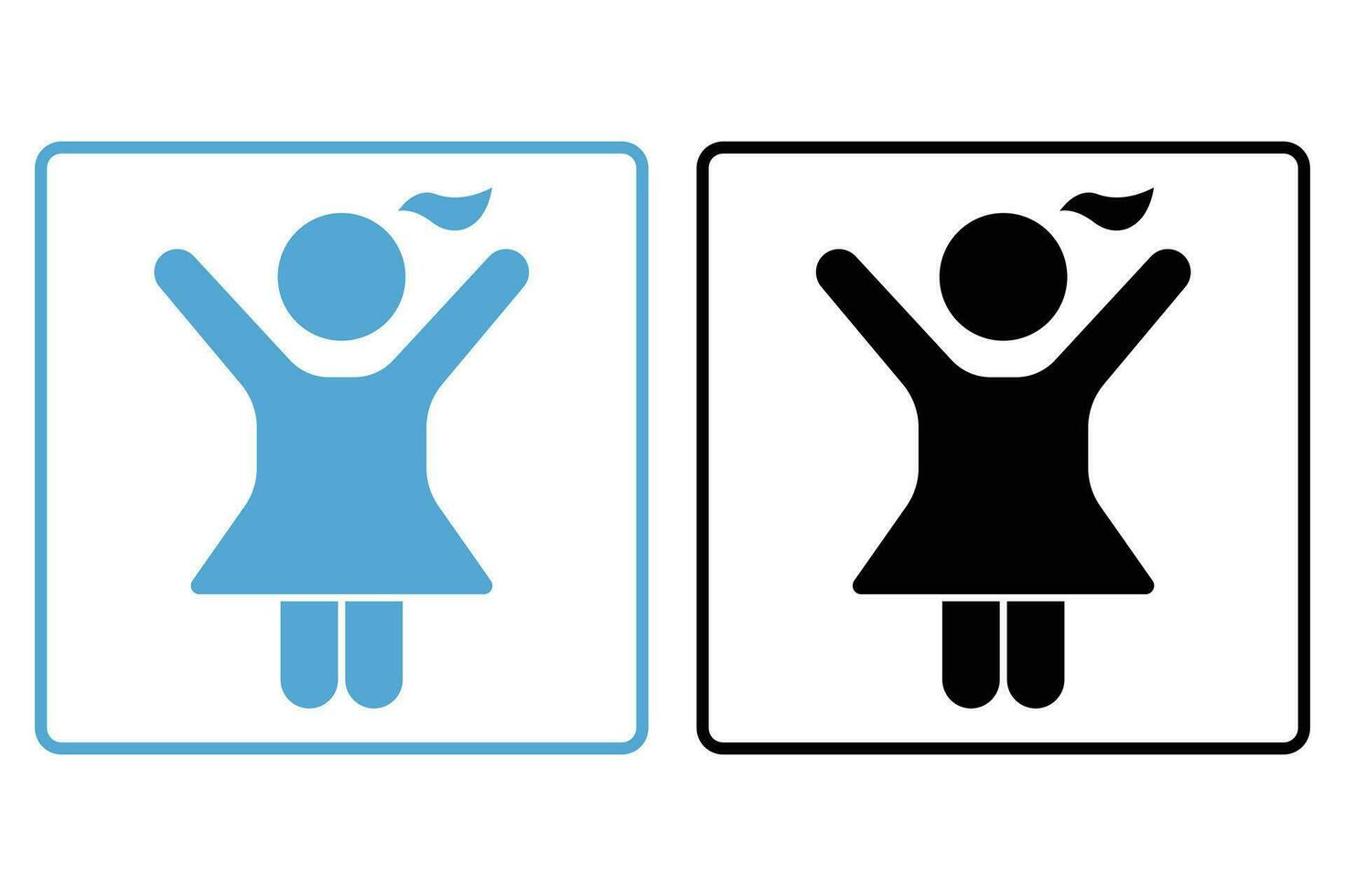 girl icon. icon related to sign children toilet, dressing room children, bathroom children. Solid icon style design. Simple vector design editable