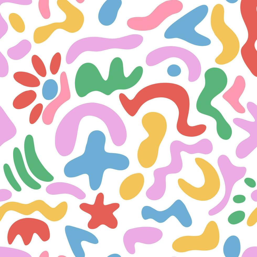 Fun colorful doodle seamless pattern. Creative minimalist style art background for children or trendy design with shapes. vector