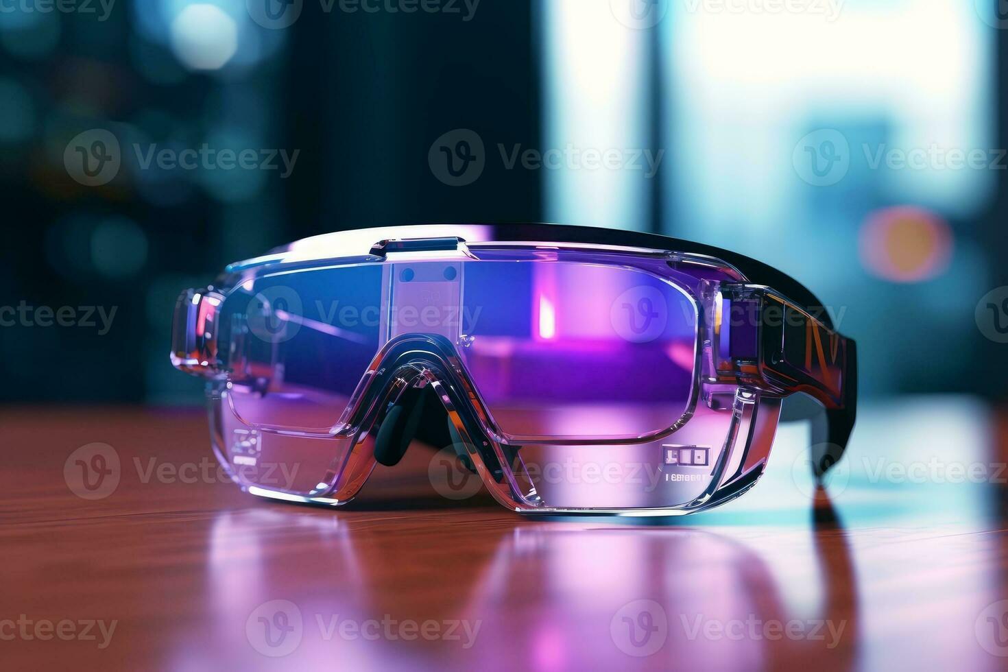 3D render AR glasses spectacle in neon photo