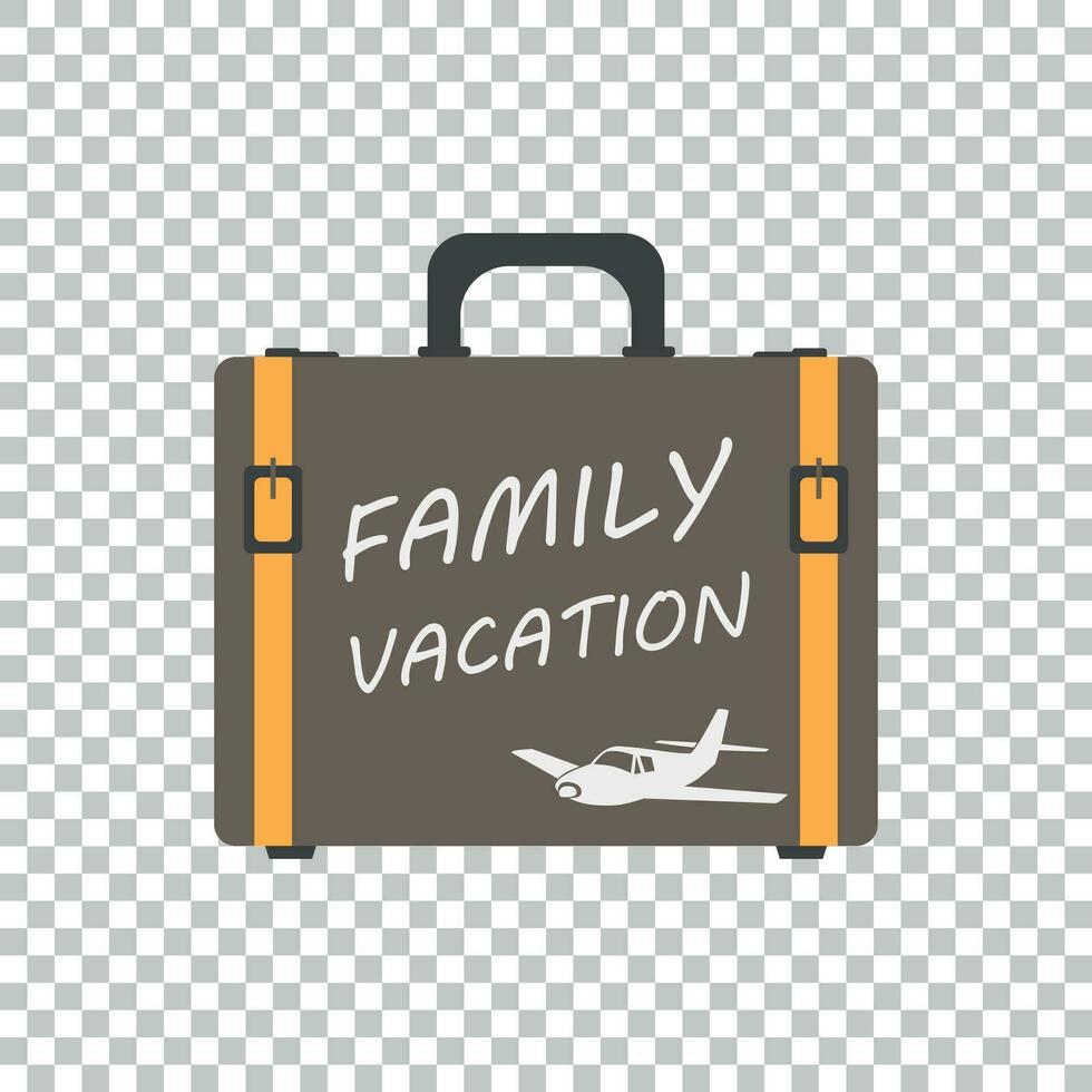 Family vacation concept flat vector illustration. Suitcase for tourism, journey, trip, tour, voyage, summer vacation.
