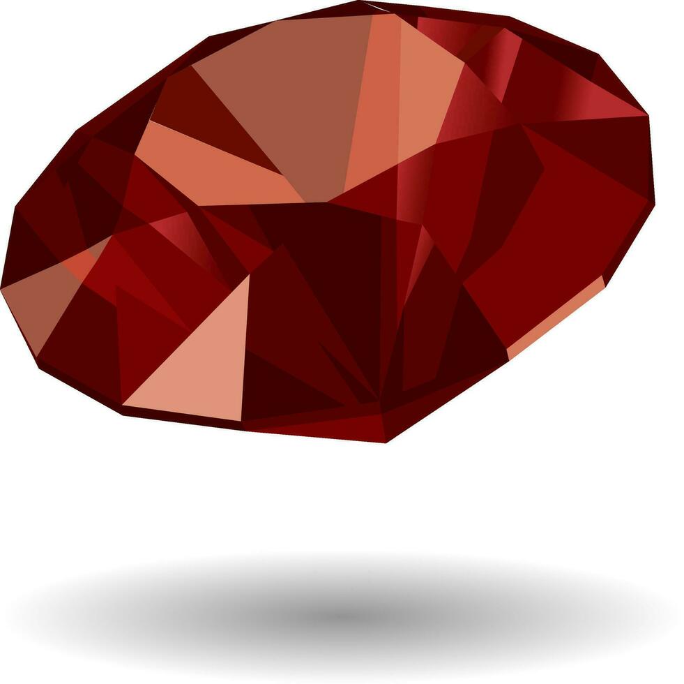 Ruby precious stone isolated over white background vector illustration. Expensive jewellery element, gemstone shape, jewellery shop logo concept