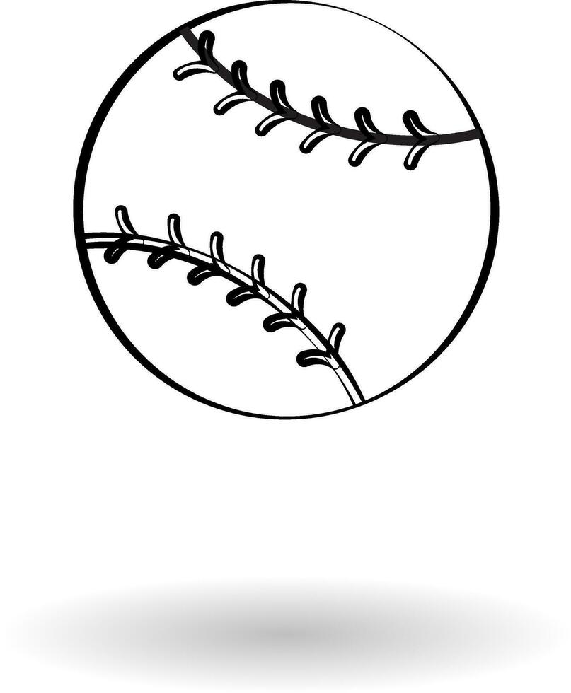 Baseball ball pictogram over white background vector illustration. American baseball logo concept, line drawing clipart